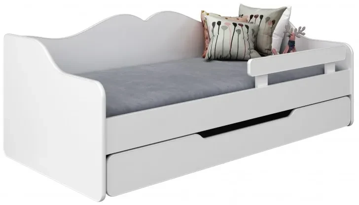 Peuter Wit grijs Eenpersoonsbed Monaco - Voor kinderen Kinderen Peuter Junior 5059914027578 Children's Beds Home, 140x70, Grote enkele, Matras van sch