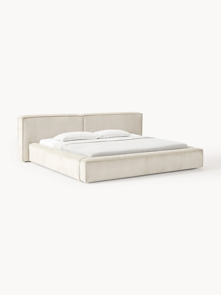 Gestoffeerd corduroy bed Lennon met opbergruimte