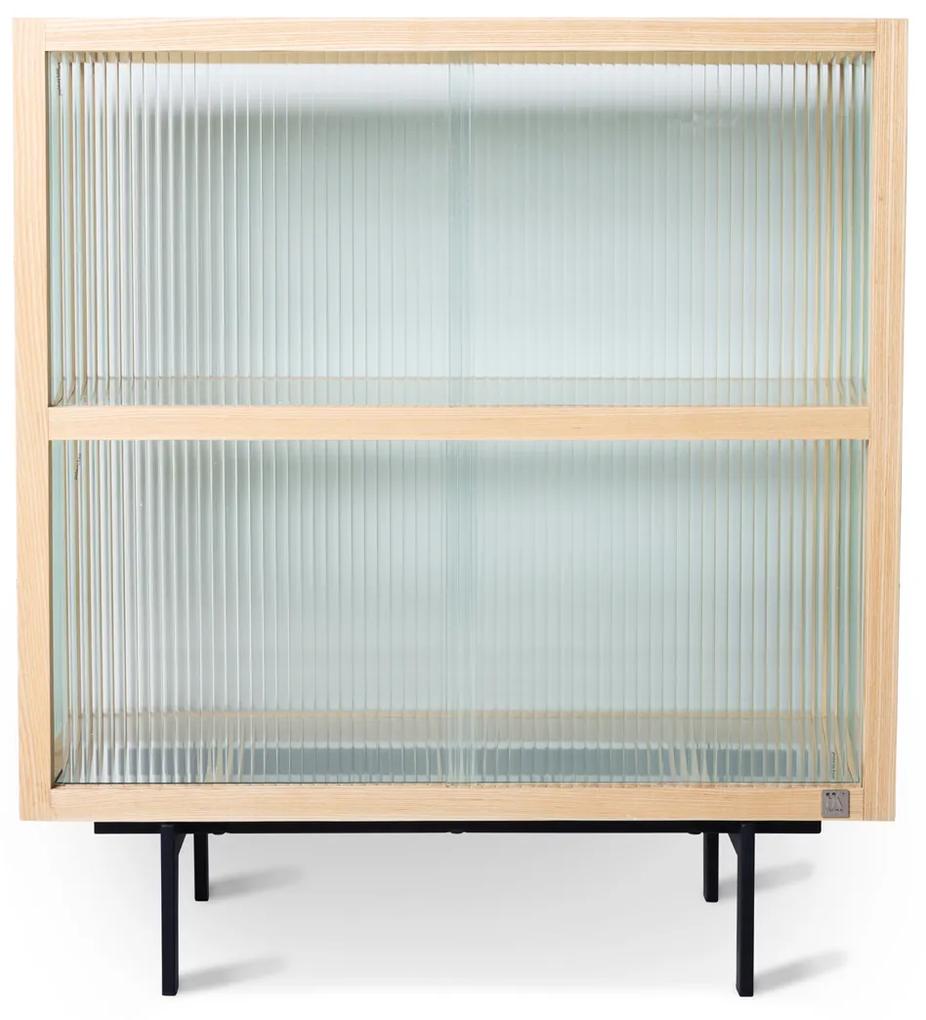 HKliving Cupboard Ribbed Ribbelglas Wandkast Naturel - 80x40x89cm.