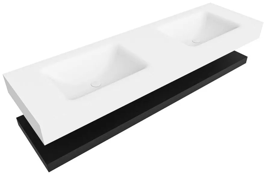 Zaro Alan badmeubel 160cm met planchet urban en vrijhangende wastafel cloud dubbel zonder kraangat talc