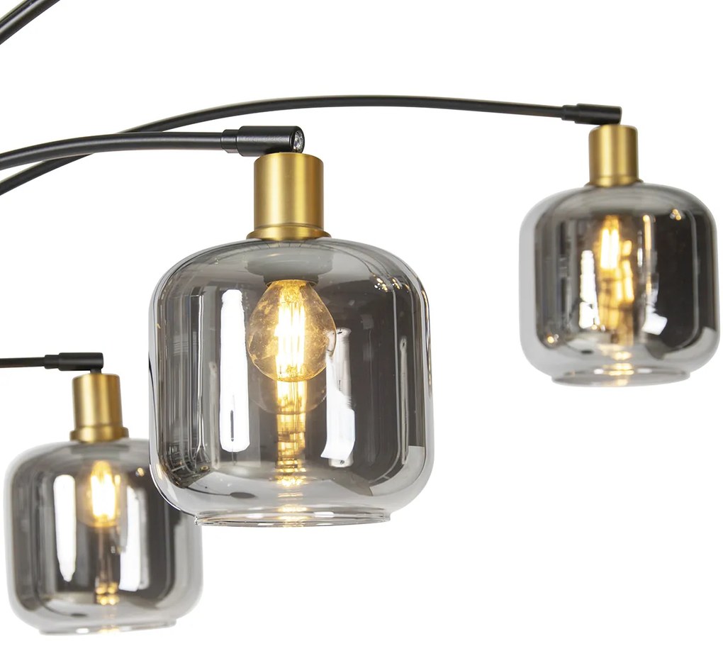 Vloerlamp zwart met goud met smoke glas 5-lichts - Zuzanna Modern E14 Binnenverlichting Lamp