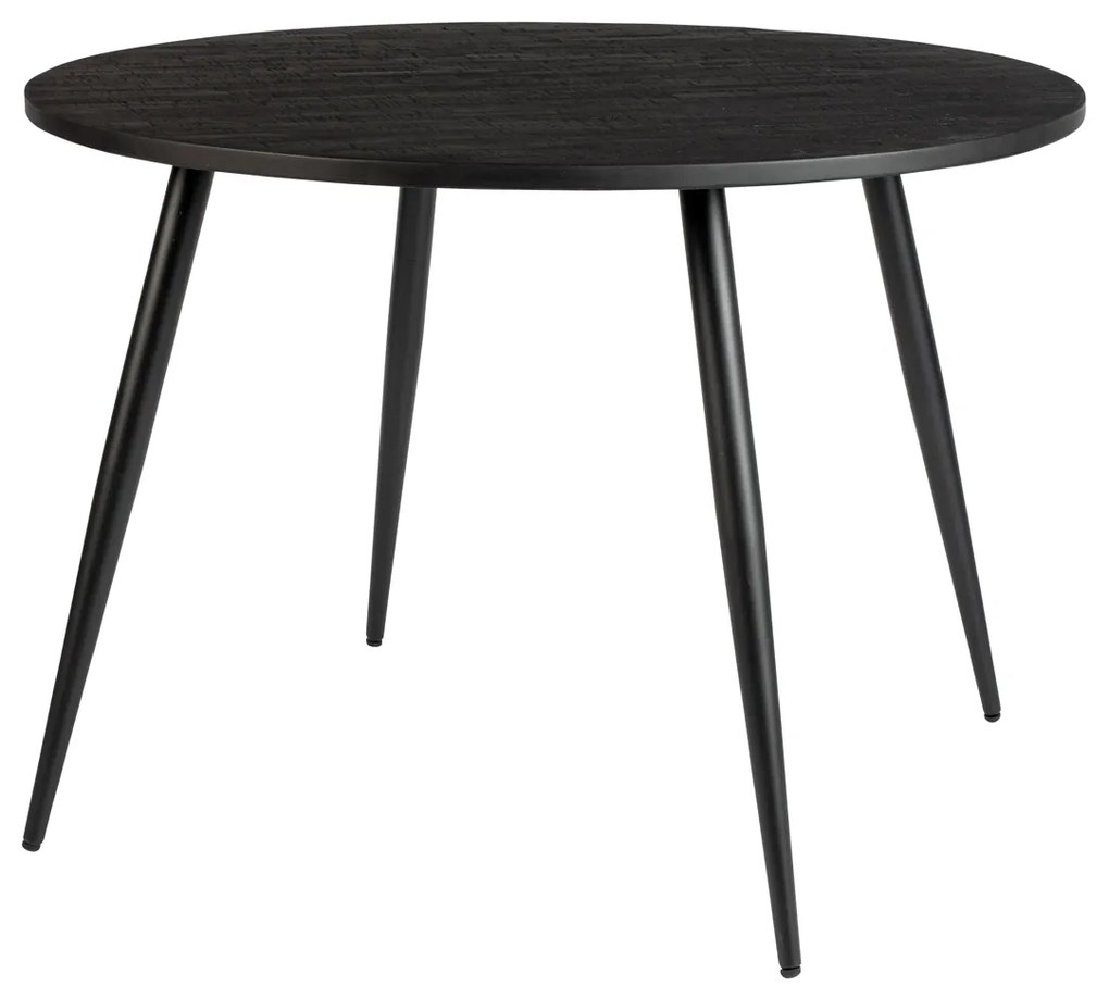 Lavis Mo Ronde Eettafel Zwart Teak Hout - 110 X 110cm.