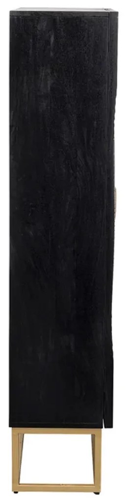 Unieke Kast Zwart Hout Met Goud - 76x30x140cm.
