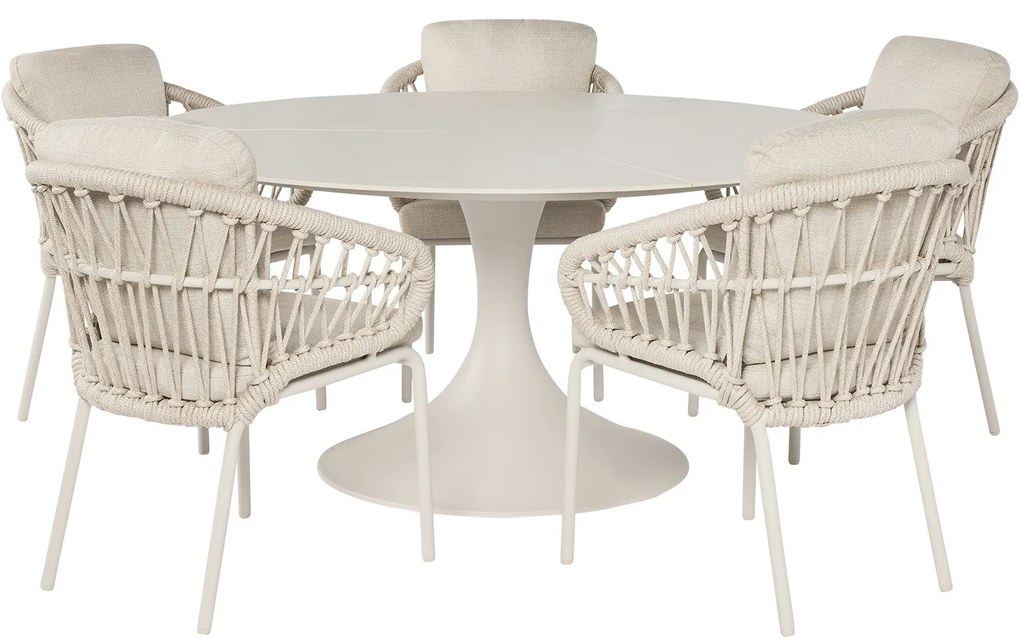 Suns Tosca Nova dining tuinset 170xH76,5 cm rond 6 delig camel sand latte