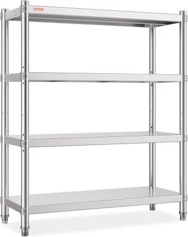 VEVOR roestvrijstalen plank, voor keuken, garage, berging, balkon, 48 x 18,9 x 59 inch / 122 x 48 x 150 cm