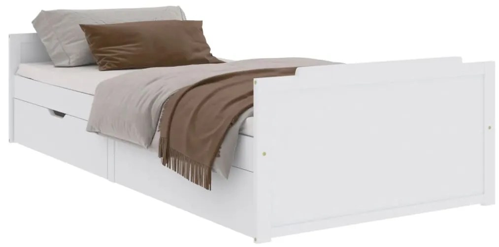 vidaXL Bedframe met lades massief grenenhout wit 90x200 cm