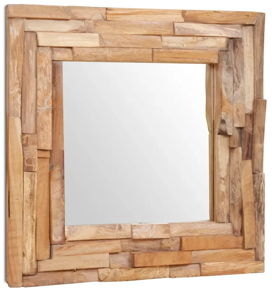 vidaXL Decoratieve spiegel vierkant 60x60 cm teakhout
