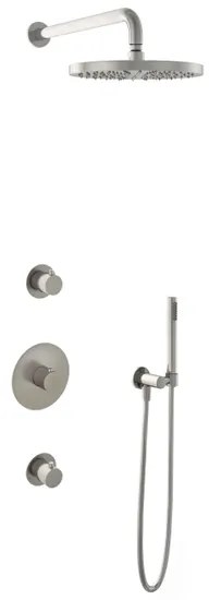 Hotbath Buddy IBS Regendoucheset - 35cm wandarm - 30cm ronde hoofddouche - staafhanddouche - geborsteld nikkel IBS1GN5