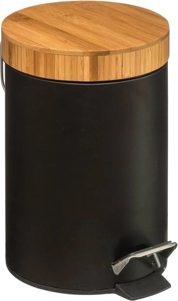 5Five Natureo Pedaalemmer - Zwart met Bamboe - 3 Liter - Metaal