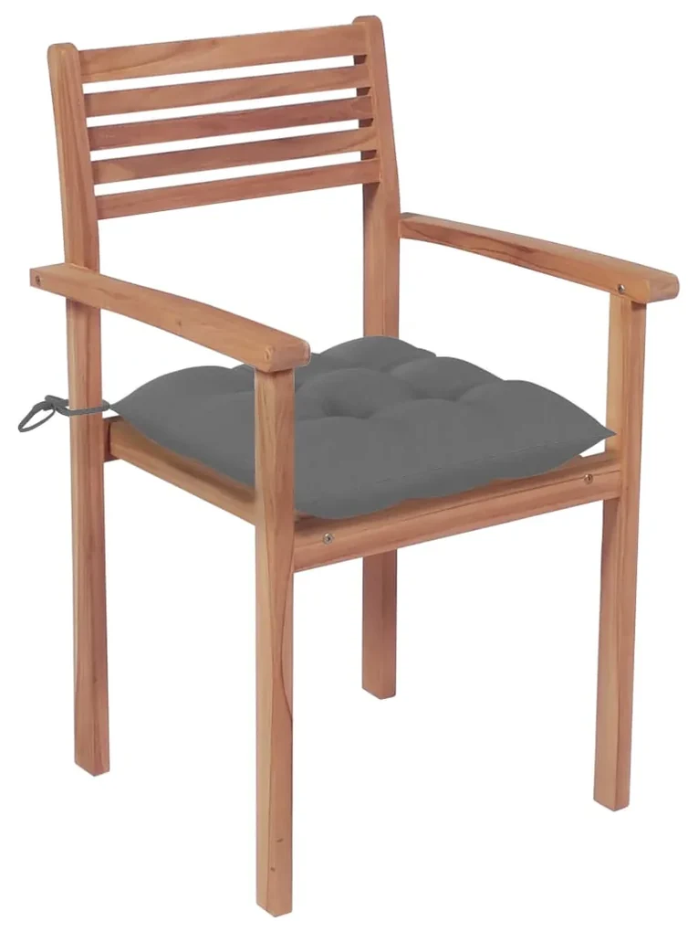 vidaXL Tuinstoelen stapelbaar 8 st met kussens massief teakhout