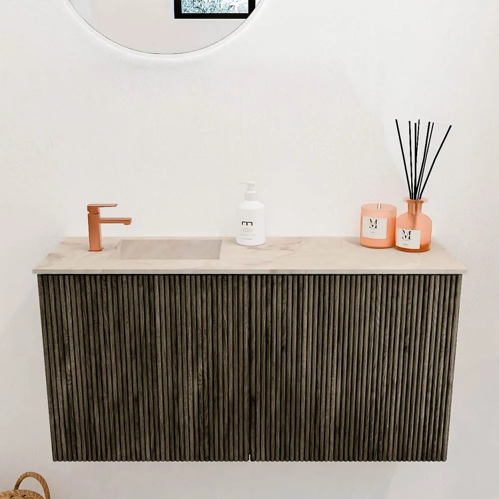Mondiaz Joya DLux 80cm toiletmeubel shadow met wastafel faye links 1 kraangat frappe