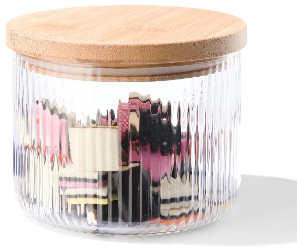 HEMA Voorraadpot Glas 0.7L Gestreept (transparant)