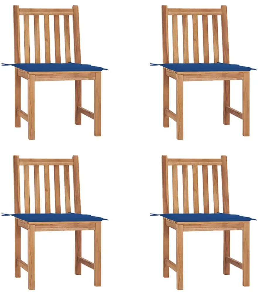 vidaXL Tuinstoelen 4 st met kussens massief teakhout