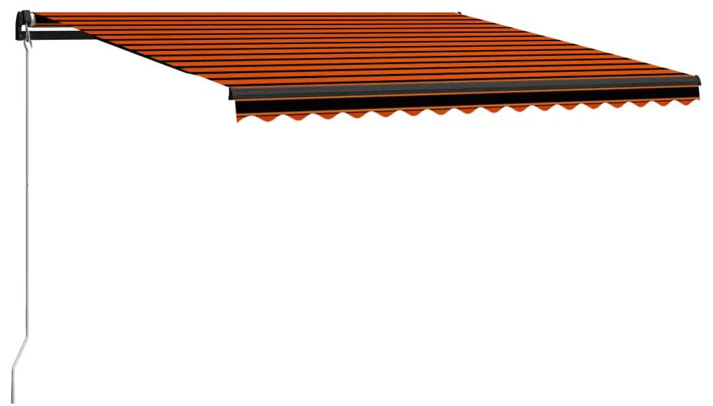 vidaXL Luifel handmatig uittrekbaar met LED 450x300 cm oranje en bruin