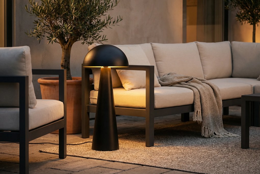Buiten Vloerlamp Zwart - Mushroom Staal Zwart