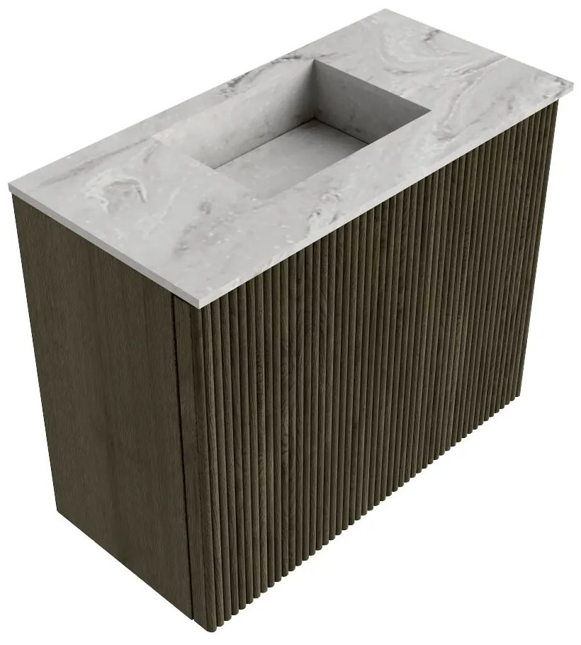 Mondiaz Joya DLux 50cm toiletmeubel shadow met wastafel faye midden zonder kraangat glace