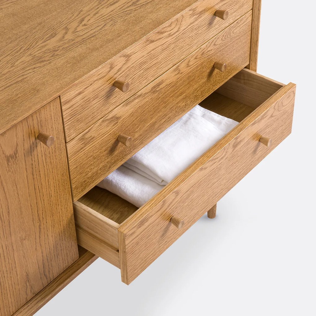 Vintage buffetkast met 1 deur en 3 lades Quilda
