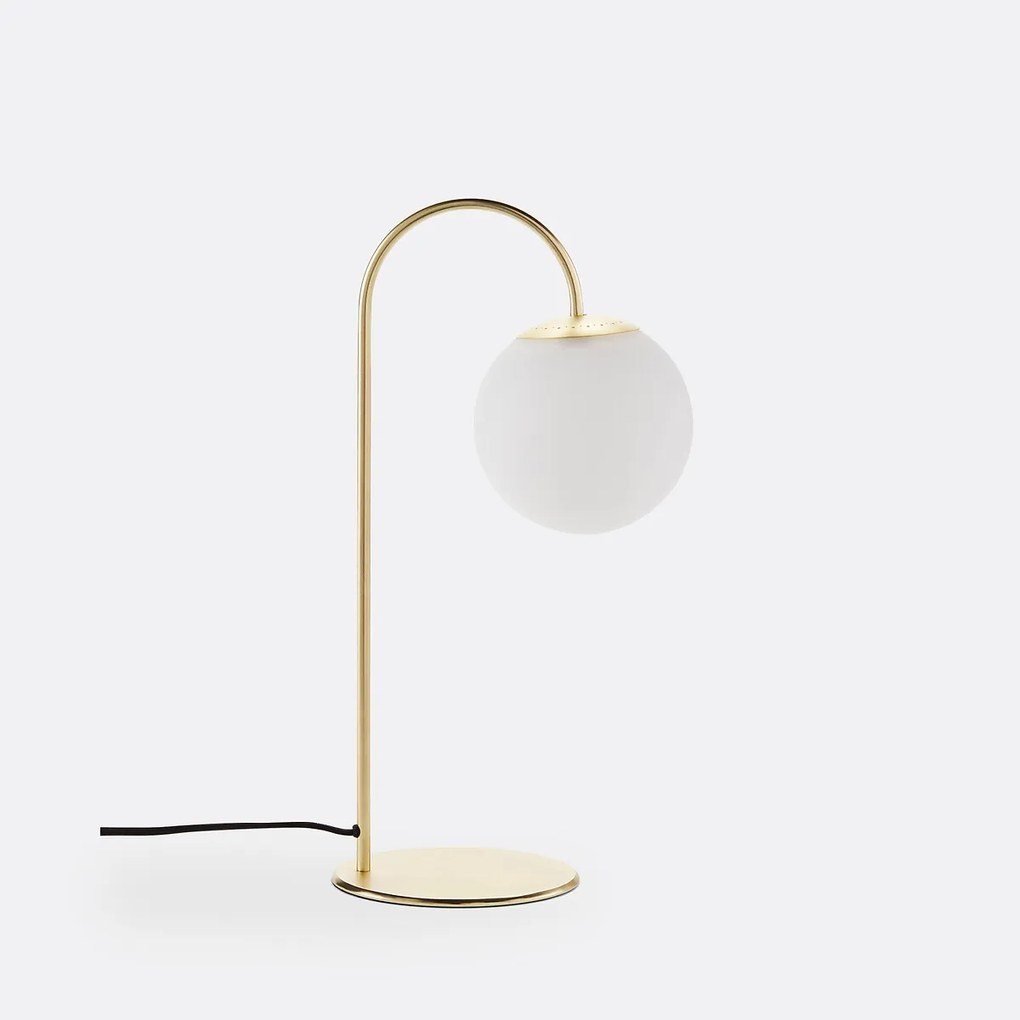 Tafellamp in messing en opaline glas, Moricio