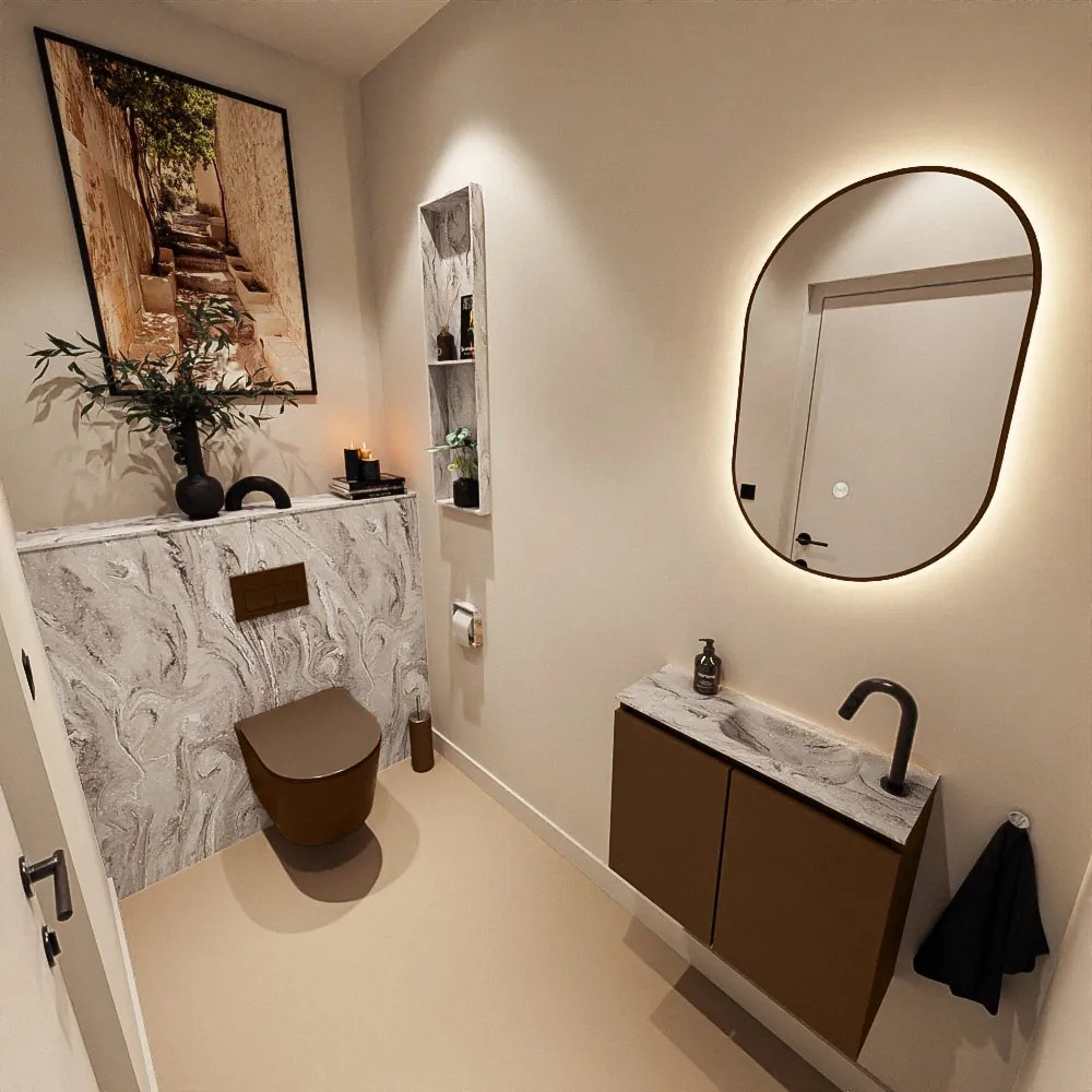 Mondiaz Ture DLux toiletmeubel 60cm rust met wastafel glace rechts met kraangat