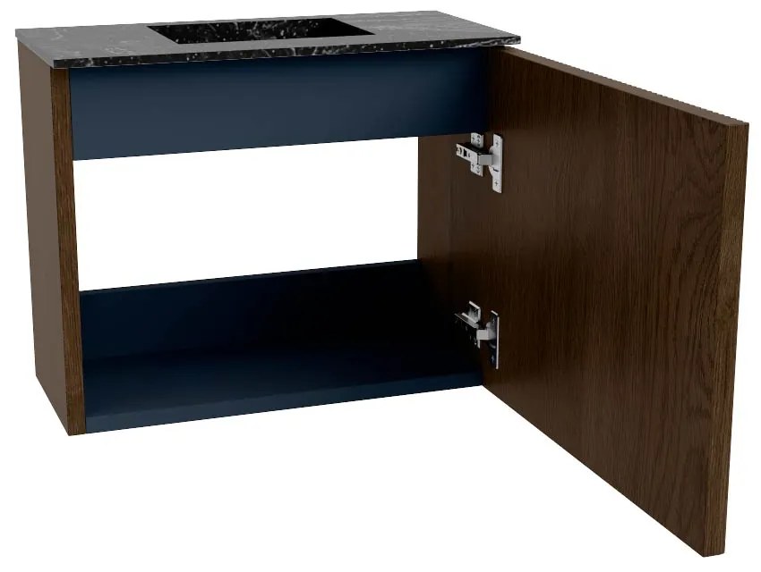 Mondiaz Joya DLux 50cm toiletmeubel walnut met wastafel faye midden zonder kraangat lava
