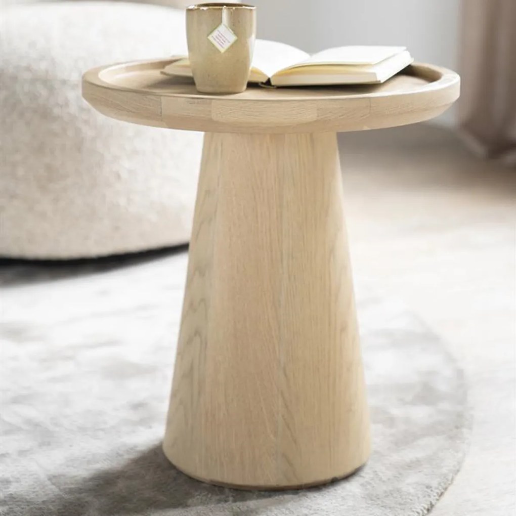 Eiken Bijzettafel Rond - 46 X 46cm.