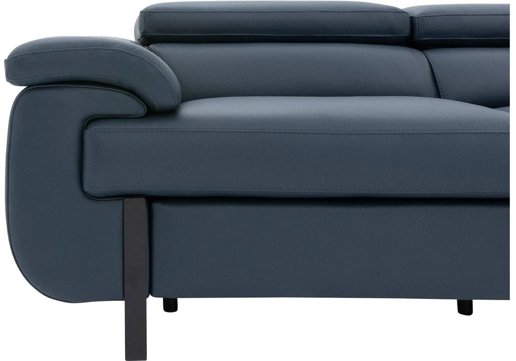 Goossens Excellent Relaxbank Lorenzo Met Verstelbare Hoofdsteunen blauw, leer, modern design