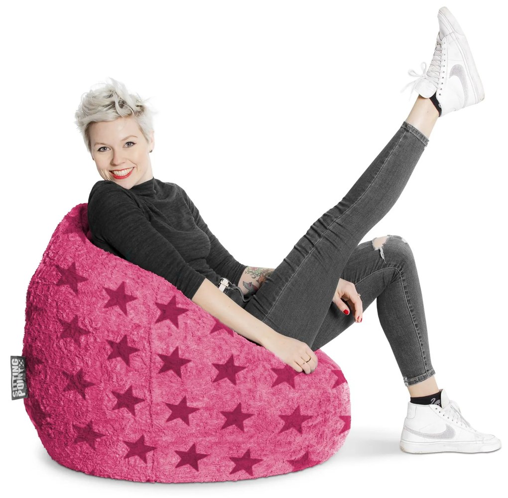 BeanBag Fluffy Stars XL - Roze