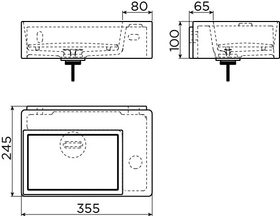 Clou New Flush 2 fontein solid surface 36cm met afvoerplaat wit mat