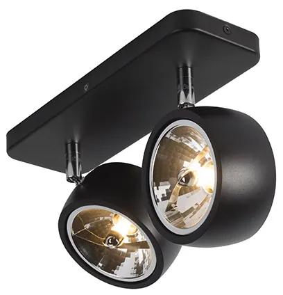 Design Spot / Opbouwspot / Plafondspot zwart verstelbaar 2-lichts - Go Nine 2 Design, Industriele / Industrie / Industrial, Modern G9 rond Binnenverlichting Lamp