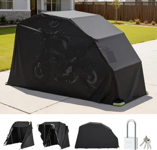 VEVOR Motortentgarage, Motorhoes 3460x1375x1900 mm, Motorgarage met veiligheidsslot, 600D Oxford vouwtent, Weerbestendige motorhoes met ventilatieramen, Zwart