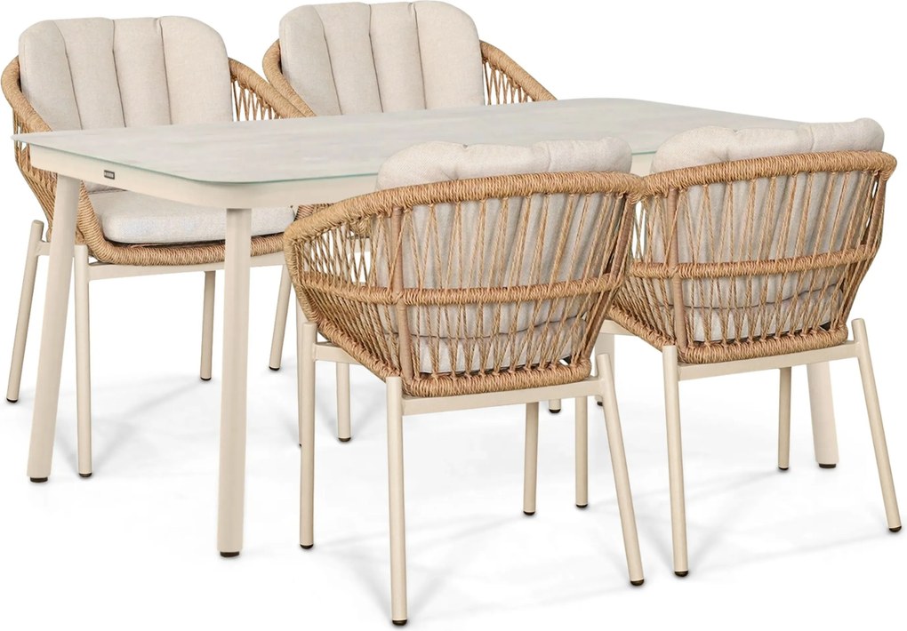 Tuinset 4 personen 160 cm Rope Taupe De Laan Projects