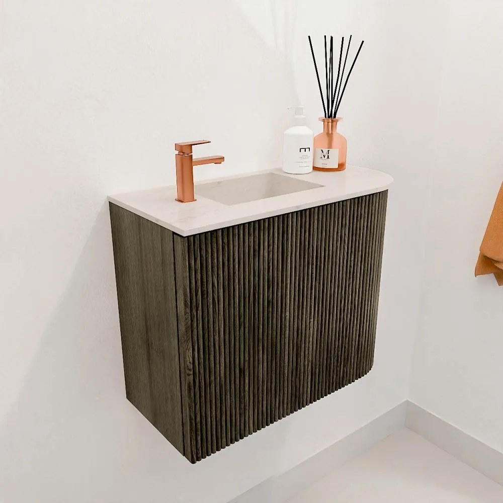 Mondiaz Joya DLux 50cm toiletmeubel ronding rechts shadow met wastafel faye links 1 kraangat meli