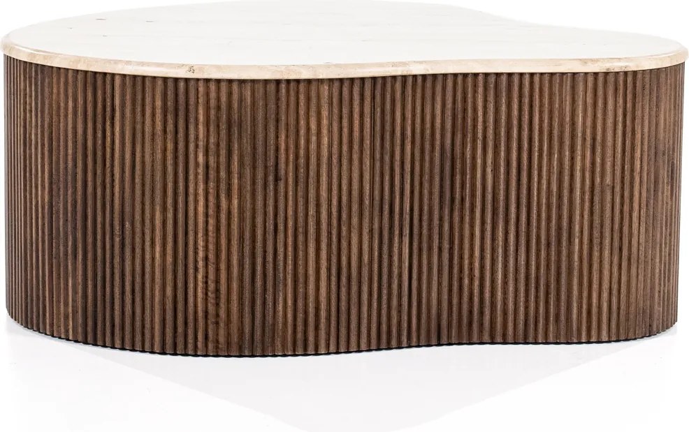 Salontafel Met Travertin Blad - 83 X 72cm.