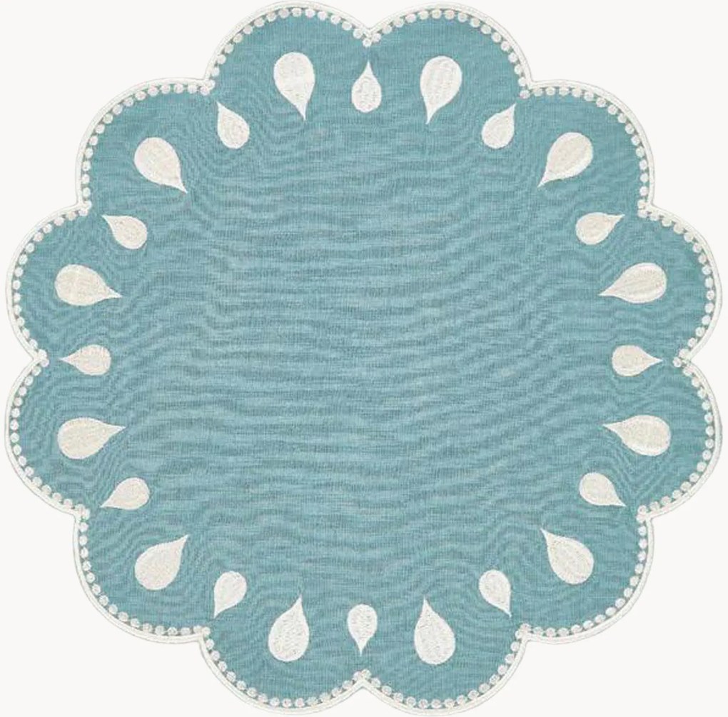 Ronde placemat Gotas met geborduurde rand