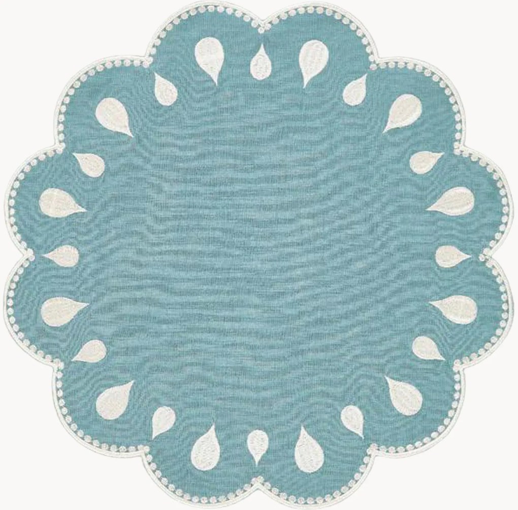 Ronde placemat Gotas met randborduurwerk