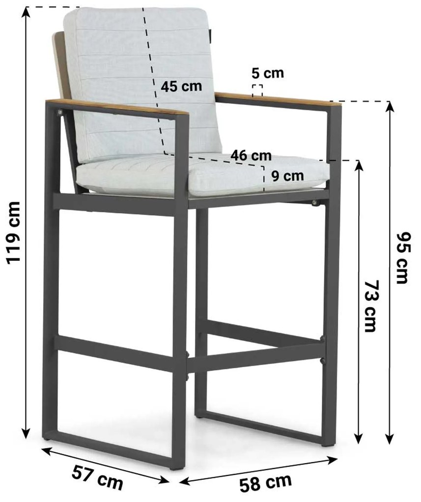 Barstoel Aluminium Grijs-antraciet Lifestyle Garden Furniture Faro