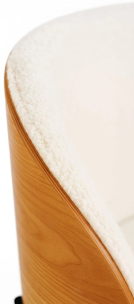 Pack 2 Glacia Stoelen Witte Stof met Houten Beklede Rugleuning