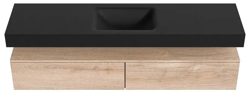 Zaro Alan badmeubel 180cm washed oak 2 lades met vrijhangende wastafel cloud midden zonder kraangat urban