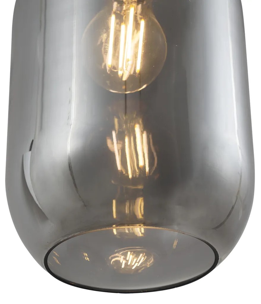 Moderne hanglamp zwart met smoke glas 3-lichts - Sheena Modern E27 rond Binnenverlichting Lamp