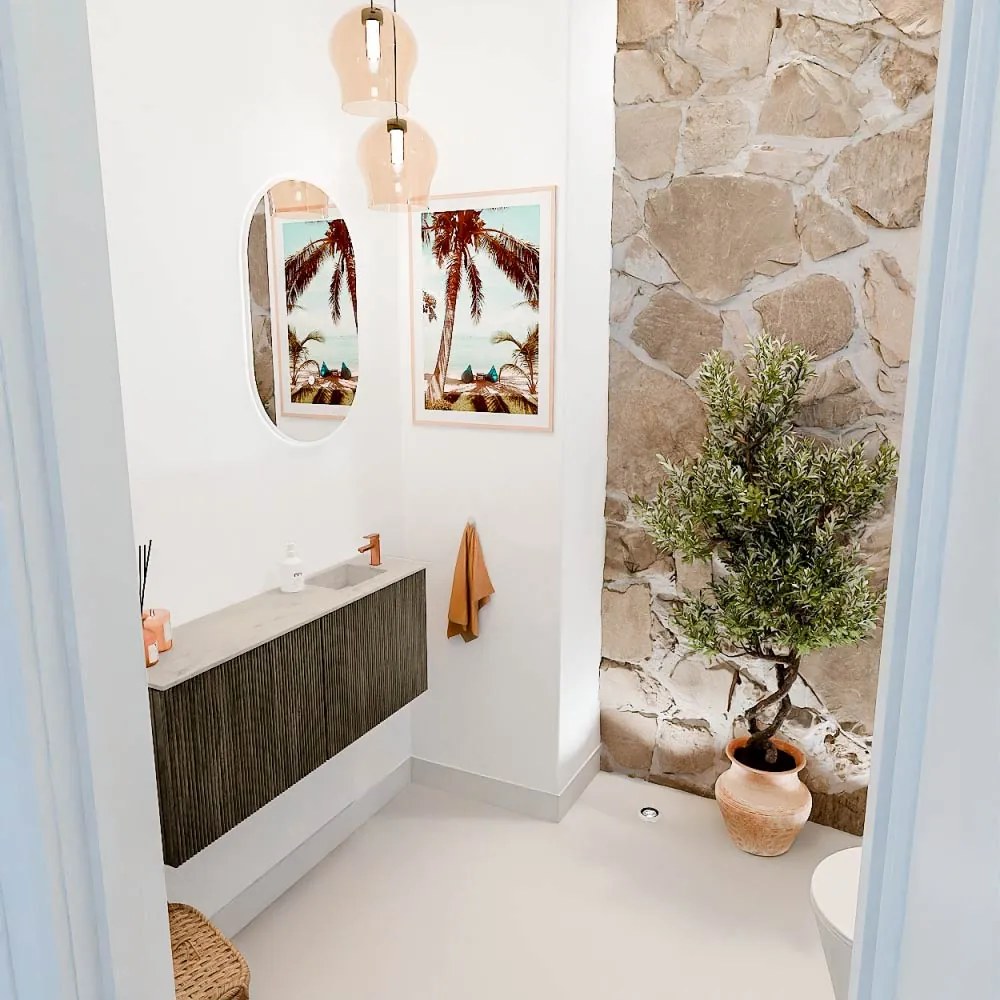 Mondiaz Joya DLux 100cm toiletmeubel shadow met wastafel faye rechts 1 kraangat opalo