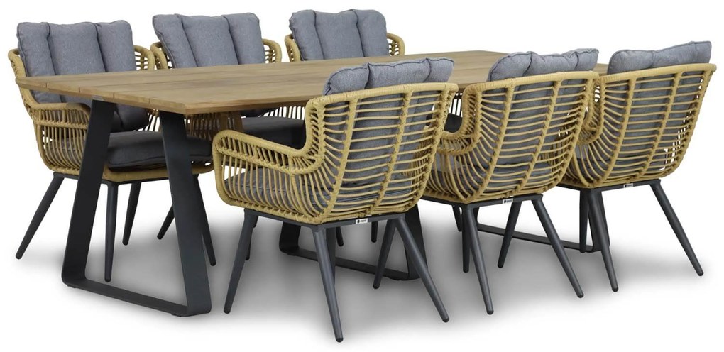 Tuinset 6 personen 240 cm Wicker/Aluminium/wicker Taupe Coco Azzano/Palta