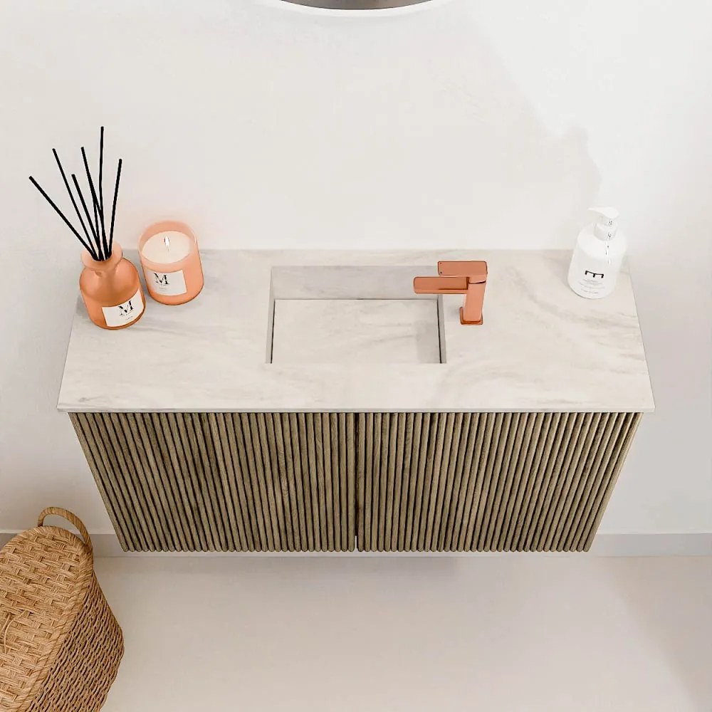 Mondiaz Joya DLux 70cm toiletmeubel dusk met wastafel faye midden 1 kraangat ostra
