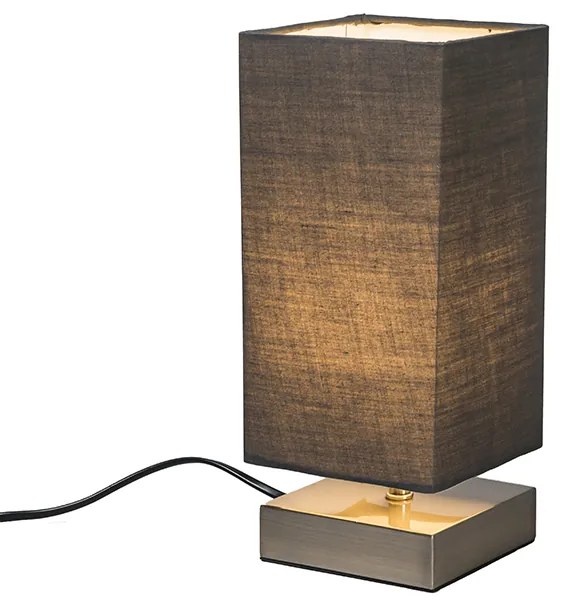 Moderne tafellamp grijs met staal - Milo Design, Industriele / Industrie / Industrial, Modern E14 vierkant Binnenverlichting Lamp