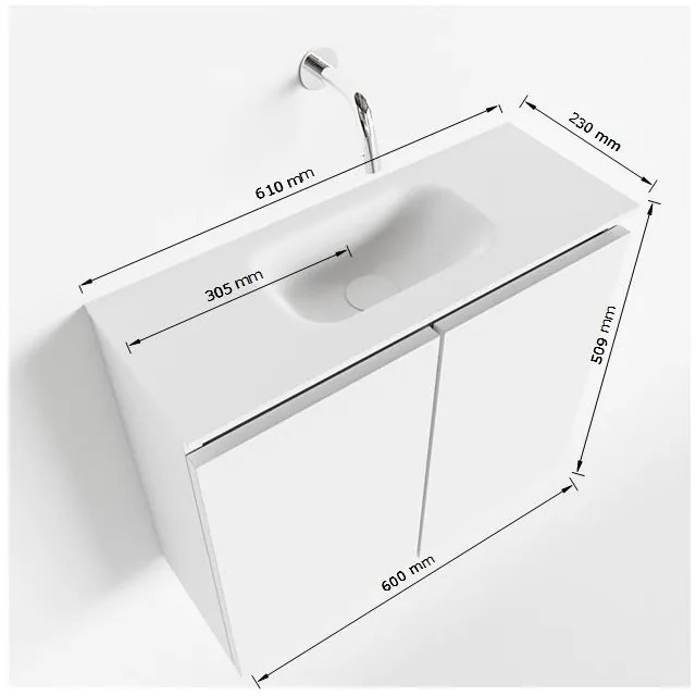 Mondiaz Ture 40cm toiletmeubel talc met wastafel urban midden geen kraangat