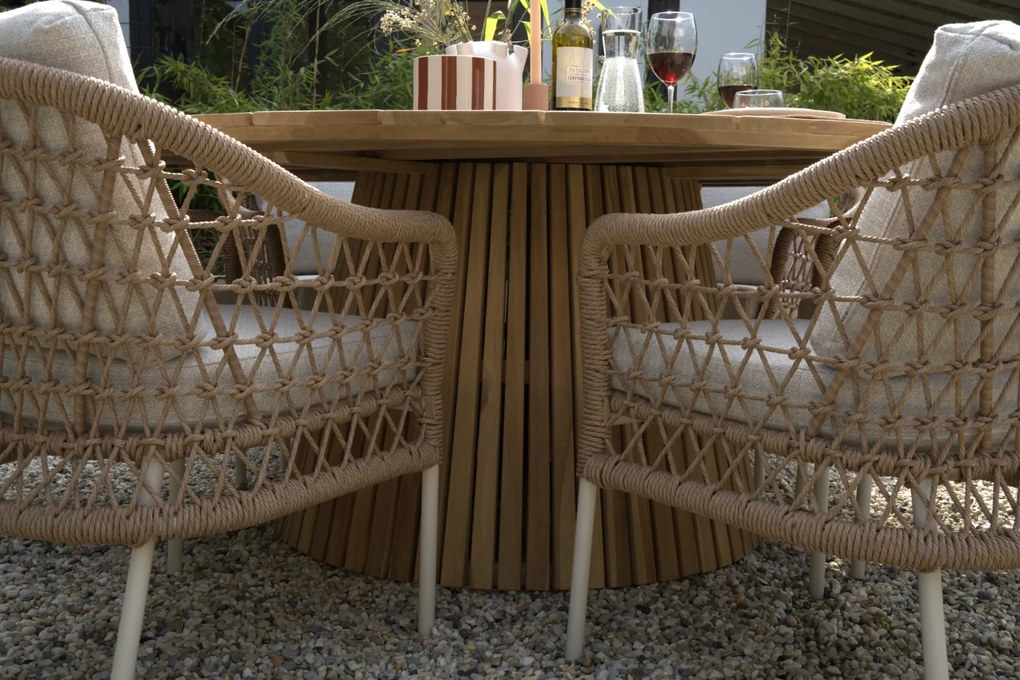 Tuinset Ronde Tuintafel 160 cm Aluminium/rope Taupe 6 personen Coco Bali/Sand