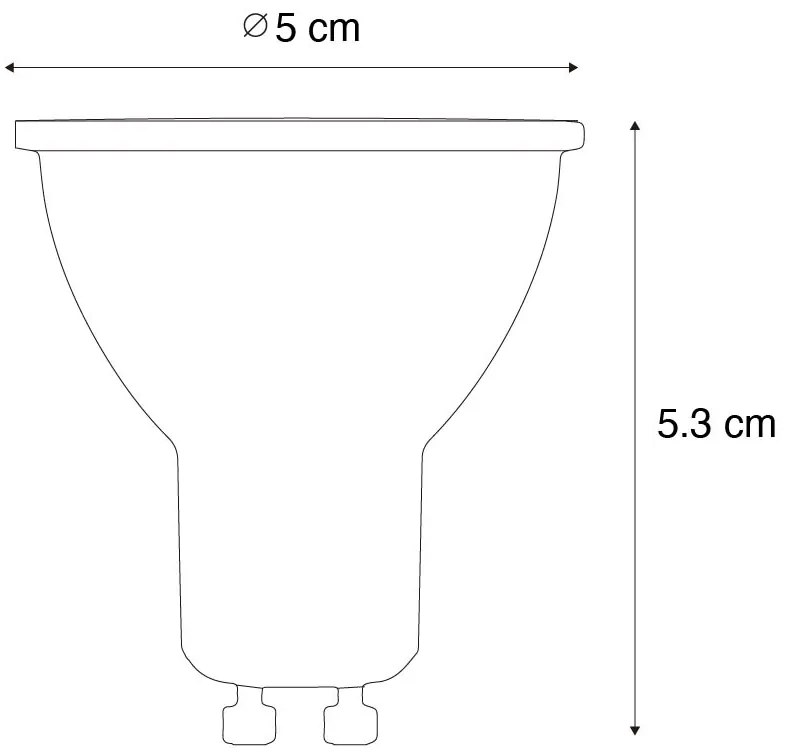 Set van 5 GU10 dimbare LED lampen 50mm honingraat 6W 400 lm 3000K