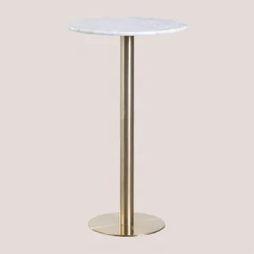 Ronde Hoge Bartafel In Marmer (ø60 Cm) Cosmopolitan Wit & Champagne Goud - Sklum