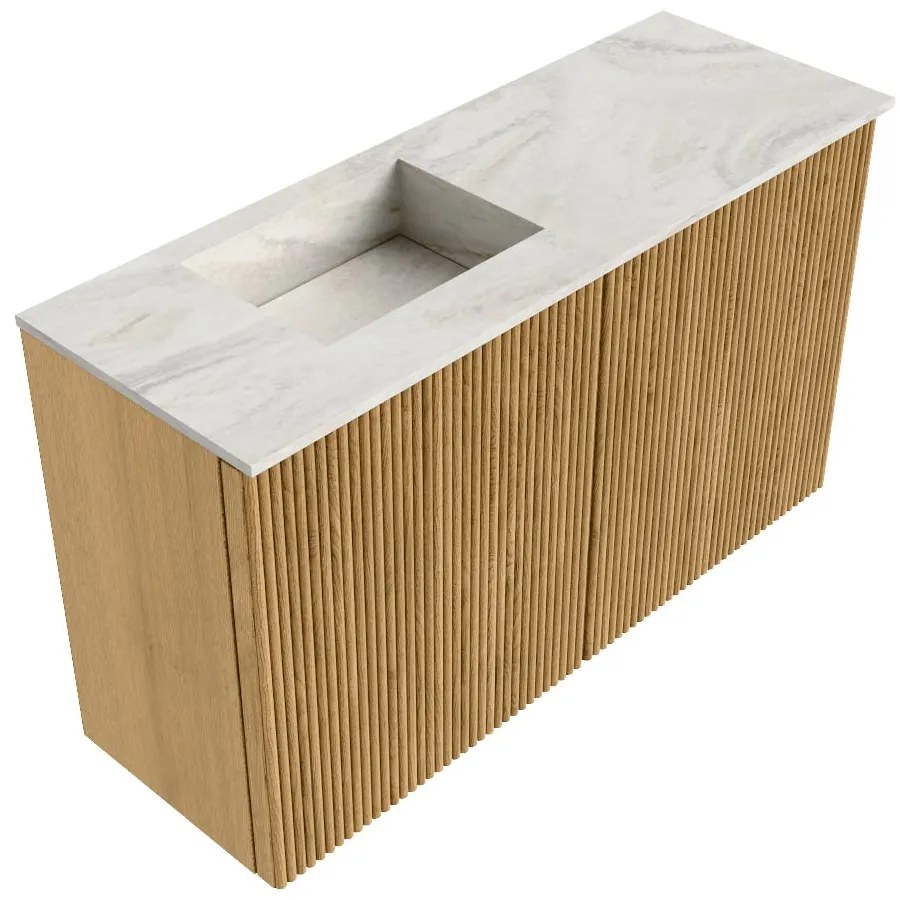 Mondiaz Joya DLux 70cm toiletmeubel oak met wastafel faye links 1 kraangat ostra