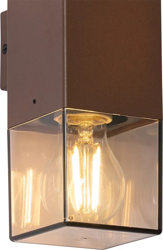 Buiten wandlamp roestbruin met smoke kap 2-lichts IP44 - Denmark