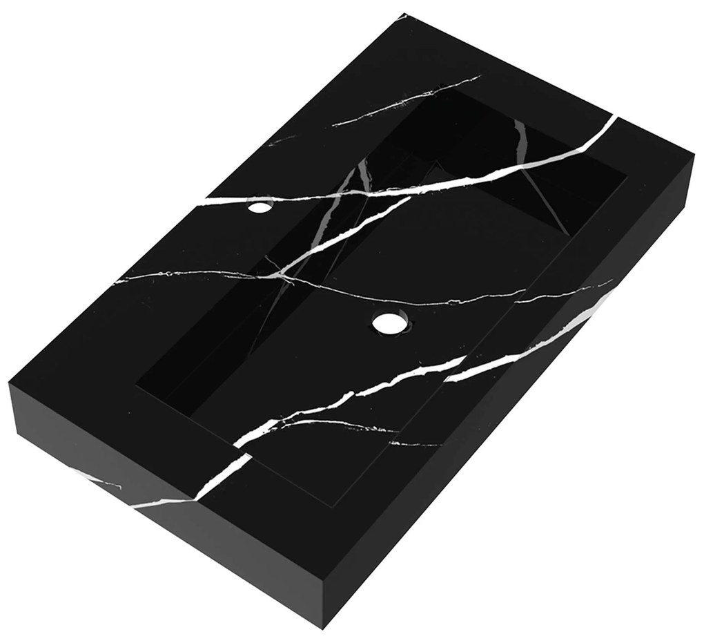 Sanituba Nature badmeubel 80cm sahara  met wastafel Artificial Marble Nero Marquina 1 kraangat